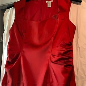 Red Satin Ruched Top NWOT
